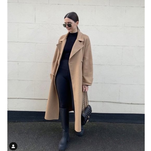 Zara Wool Blend Oversized Belted Coat - Picture 4 of 14